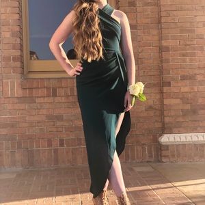 Crossed Halter Green Dress